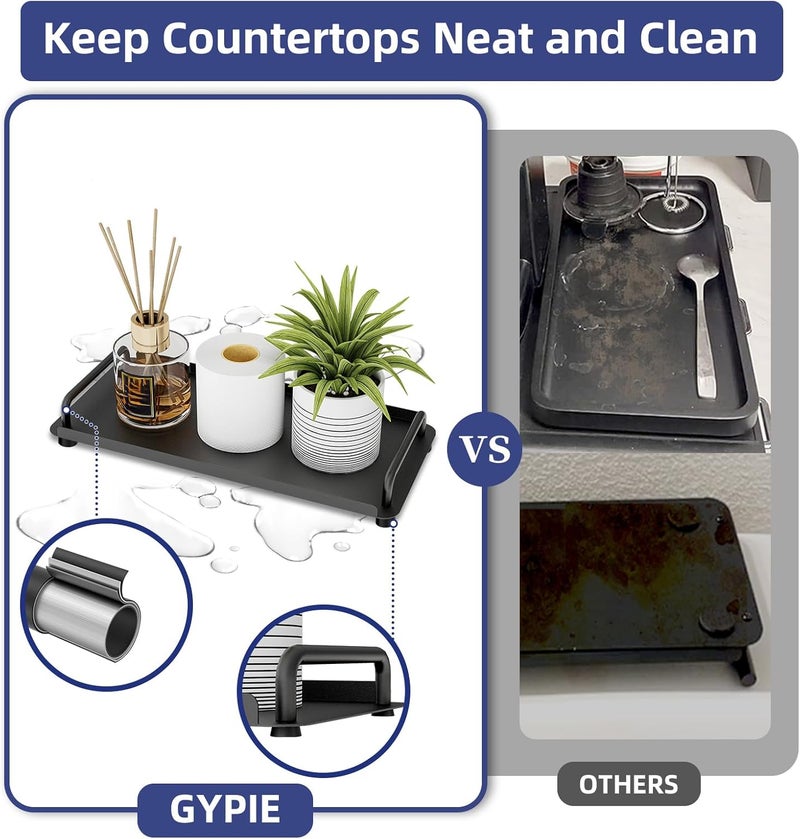 Gypie Toilet Paper Basket, Tank Tray with Handle, Bathroom Counter Storage Tray for Kitchen (Black) - Image 3